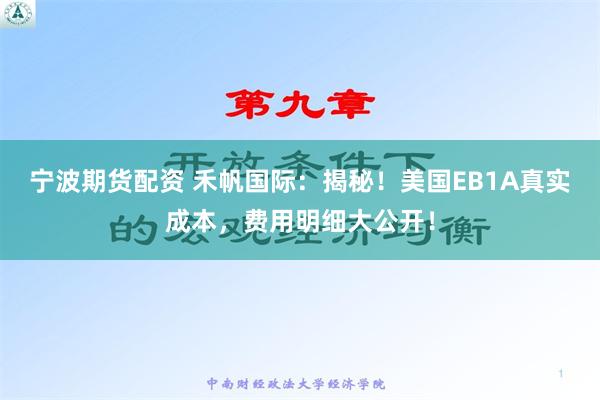 宁波期货配资 禾帆国际：揭秘！美国EB1A真实成本，费用明细大公开！
