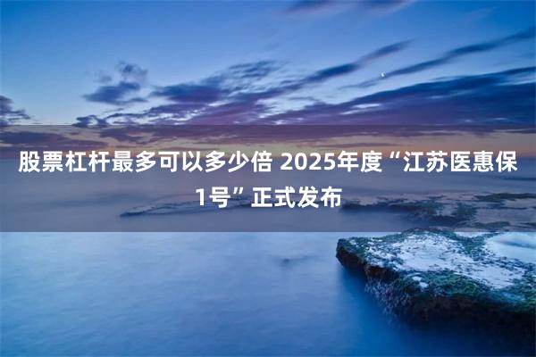 股票杠杆最多可以多少倍 2025年度“江苏医惠保1号”正式发布