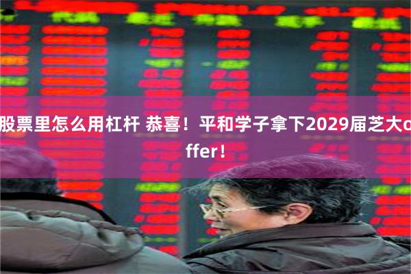 股票里怎么用杠杆 恭喜！平和学子拿下2029届芝大offer！