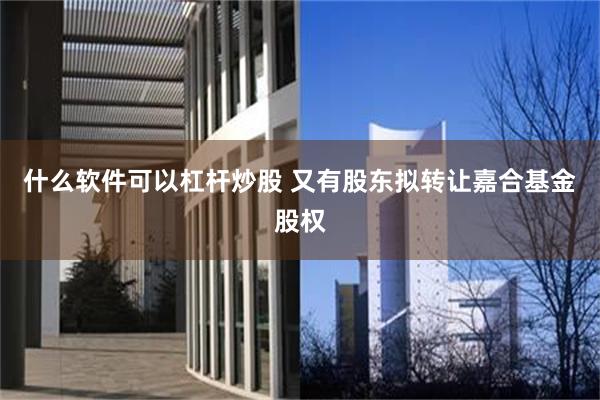 什么软件可以杠杆炒股 又有股东拟转让嘉合基金股权