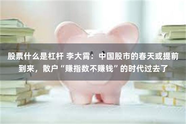 股票什么是杠杆 李大霄：中国股市的春天或提前到来，散户“赚指数不赚钱”的时代过去了