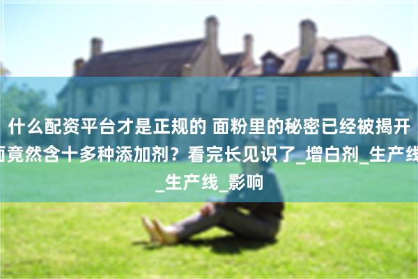 什么配资平台才是正规的 面粉里的秘密已经被揭开，里面竟然含十多种添加剂？看完长见识了_增白剂_生产线_影响