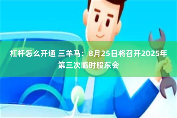 杠杆怎么开通 三羊马：8月25日将召开2025年第三次临时股东会
